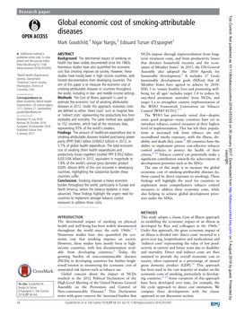 Global Economic Cost of Smoking-Attributable Diseases Mark Goodchild,1 Nigar Nargis,2 Edouard Tursan D’Espaignet1