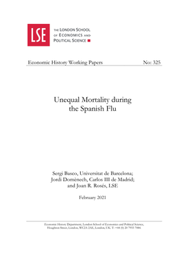 Unequal Mortality During the Spanish Flu Sergi Basco, Jordi Domènech and Joan R