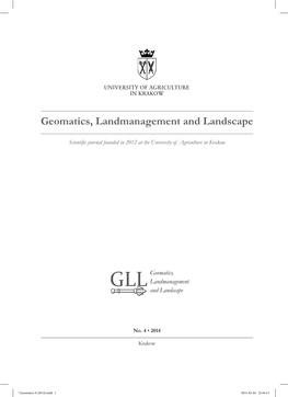 Geomatics, Landmanagement and Landscape