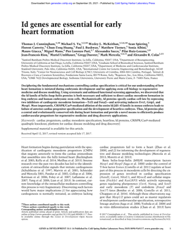 Id Genes Are Essential for Early Heart Formation