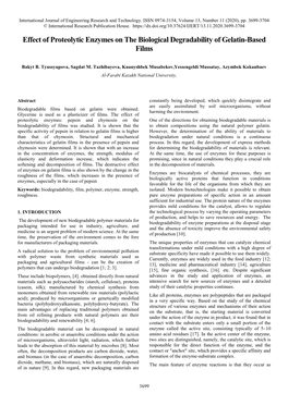 Effect of Proteolytic Enzymes on the Biological Degradability of Gelatin-Based Films