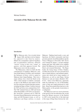 Accounts of the Makassar Revolt, 1686