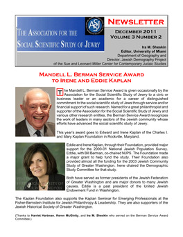 Newsletter December 2011 Volume 3 Number 2