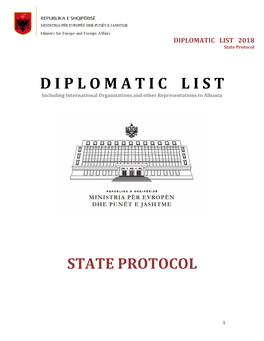 DIPLOMATIC LIST 2018 State Protocol