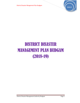 District Disaster Management Plan Budgam (2018-19)