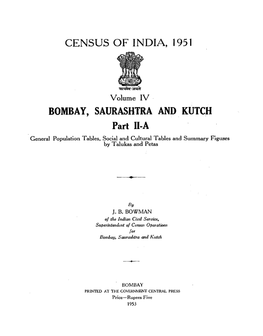 Bombay, Saurashtra and Kutch, Part II-A, Vol-IV