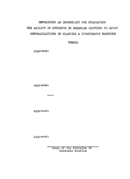 DEVELOPING an Instrmient for EVALUATING the ABILITY OE STUDENTS in Eresmian CLOTHING to APPLY GENERALIZATIONS in PLANNING a COORDINATED WARDROBE