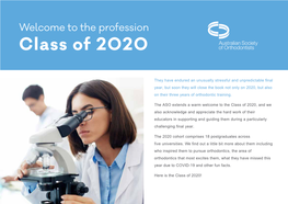 Welcome to the Profession Class of 2020