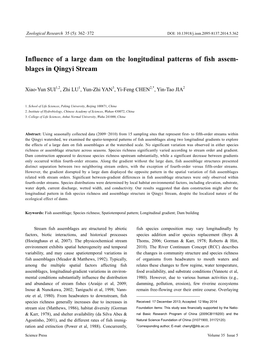 Influence of a Large Dam on the Longitudinal Patterns of Fish Assem- Blages in Qingyi Stream