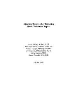 Dinajpur Safemother Initiative Final Evaluation Report
