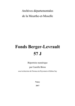 Fonds Berger-Levrault 57 J