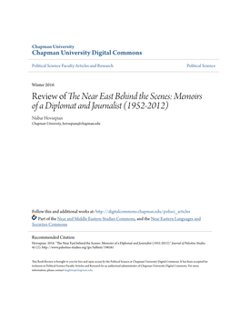 Memoirs of a Diplomat and Journalist (1952-2012) Nubar Hovsepian Chapman University, Hovsepian@Chapman.Edu