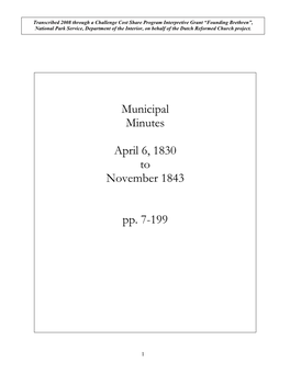 Municipal Minutes April 6, 1830 to November 1843 Pp. 7-199