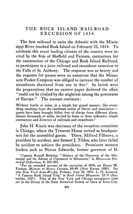 The Rock Island Railroad Excursion of 1854