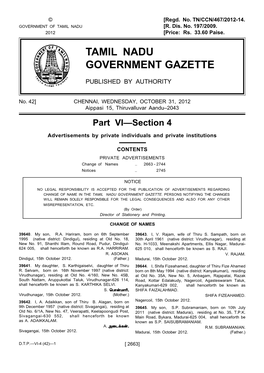 Tamil Nadu Government Gazette