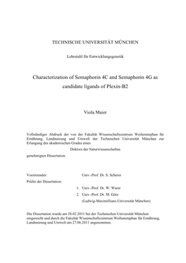 Characterization of Semaphorin 4C and Semaphorin 4G As Candidate Ligands of Plexin-B2