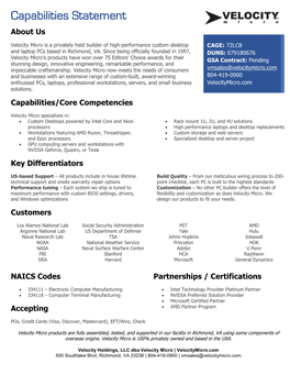 Capabilities Statement About Us