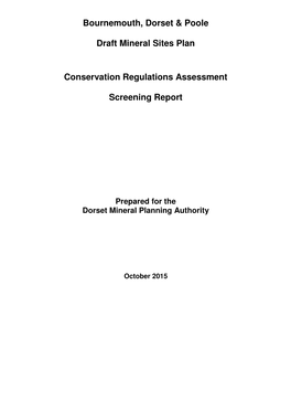 Habitats Regulations Assessment Screening (‘HRA Screening’) of the Mineral Sites Plan