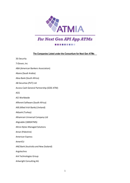 The Companies Listed Under the Consortium for Next Gen Atms