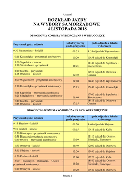 Rozkład Jazdy Na Wybory Samorządowe 4 Listopada 2018