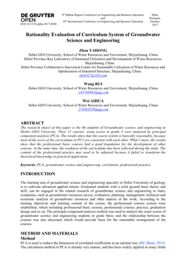 Rationality Evaluation of Curriculum System of Groundwater Science and Engineering