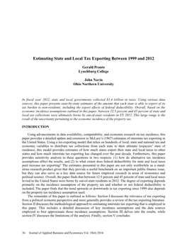 Estimating State and Local Tax Exporting Between 1999 and 2012