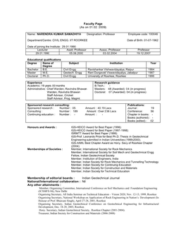 Faculty Page (As on 01.02. 2009) Membership Of