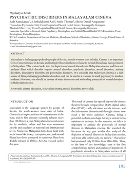195 Psychiatric Disorders in Malayalam Cinema