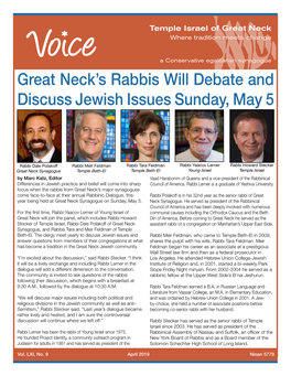 Great Neck's Rabbis Will Debate and Discuss Jewish Issues Sunday, May 5