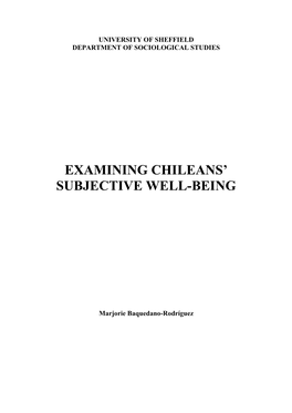 Examining Chileans' Subjective Well-Bei