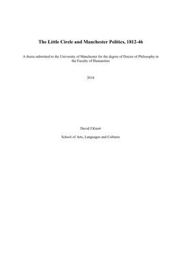 The Little Circle and Manchester Politics, 1812-46