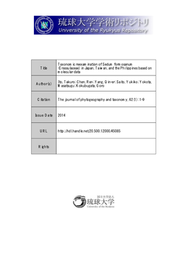 Title Taxonomic Reexamination of Sedum Formosanum (Crassulaceae)