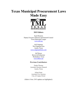 Texas Municipal Procurement Laws Made Easy