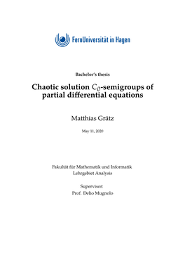 Chaotic Solution C0 -Semigroups of Partial Differential Equations