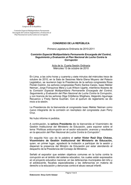 CONGRESO DE LA REPÚBLICA Primera Legislatura Ordinaria De