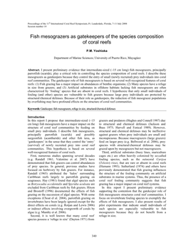 Fish Mesograzers As Gatekeepers of the Species Composition of Coral Reefs