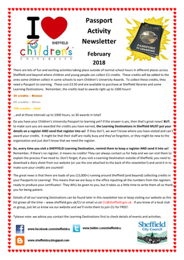 Sheffield Children's University February Newsletter
