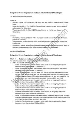 Designation Decree for Petroleum Harbours in Rotterdam and Vlaardingen