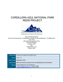 Cordillera Azul National Park Redd Project