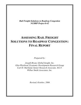 Assessing Rail Freight Solutions to Roadway Congestion: Final Report