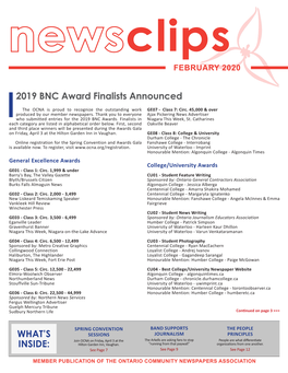 WHAT's INSIDE: 2019 BNC Award Finalists Announced