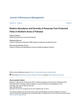 Relative Abundance and Diversity of Rosaceae from Protected Parks in Northern Areas of Pakistan