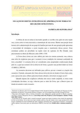 Estratégias De Apropriação De Terras No Rio Grande Setecentista