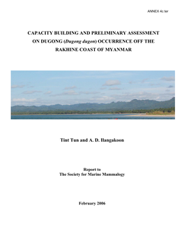 Dugong Dugon) OCCURRENCE OFF the RAKHINE COAST of MYANMAR