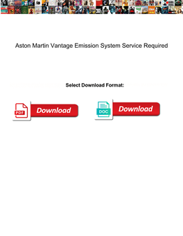 Aston Martin Vantage Emission System Service Required