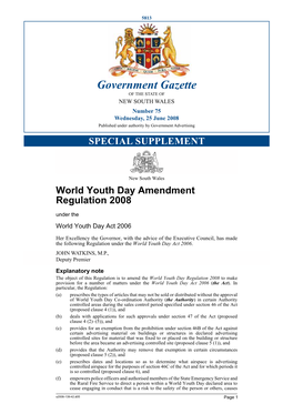 Government Gazette of the STATE of NEW SOUTH WALES Number 75 Wednesday, 25 June 2008 Published Under Authority by Government Advertising SPECIAL SUPPLEMENT