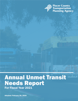 Annual Unmet Transit Needs Report for Fiscal Year 2021