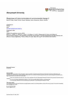 Responses of Lotus Corniculatus to Environmental Change 3: the Sensitivity of Phenolic Accumulation to Growth Temperature and Li