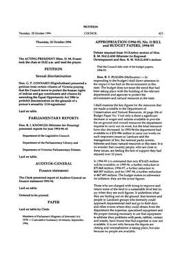 1994-95, No. 1) BILL and BUDGET PAPERS, 1994-95