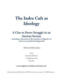 The Indra Cult As Ideology